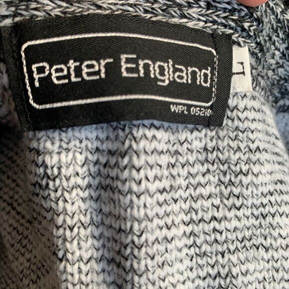 Vintage 80s Geometric Knitted Pattern Cardigan Black White Oversized Vneck Large - Picture 6 of 9